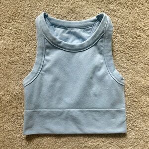 Alo Yoga - Seamless Delight High Neck Bra, Medium, Seashell Blue